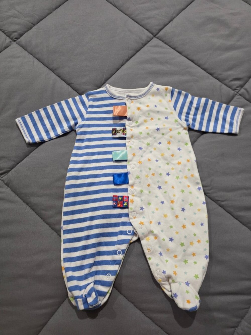 Taggies Mixed Pattern Footed Romper Stars and Stripes 0-3 Months